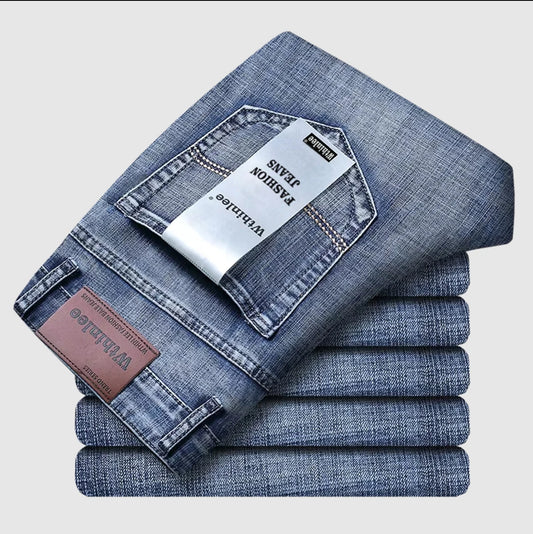2026 New Business Men's Jeans Casual Straight Stretch Fashion Classic Blue Black Work Denim Pant Trousers Male Clothing