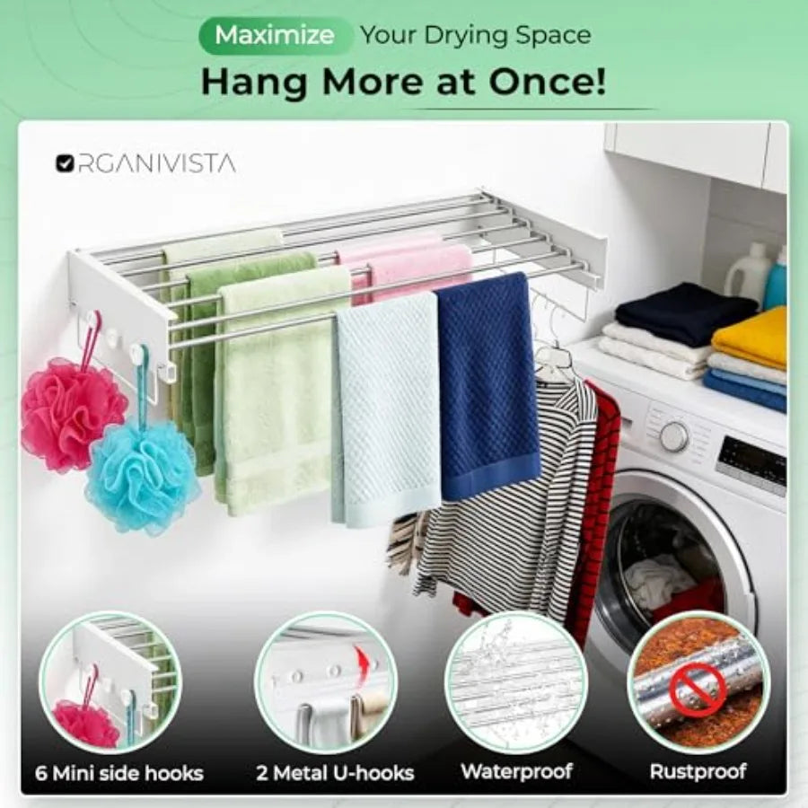 Wall Mount Clothes Drying Rack 40 Heavy Duty Foldable Design Space Saving Laundry Solution for Apartments Homes in Black Metal