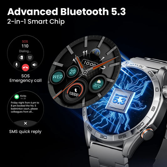 HAYLOU Solar 5 Voice Calling Smartwatch 1.58'' AMOLED Display 60Hz Smart Watch 24H Health Monitoring Sports Smartwatch for Men