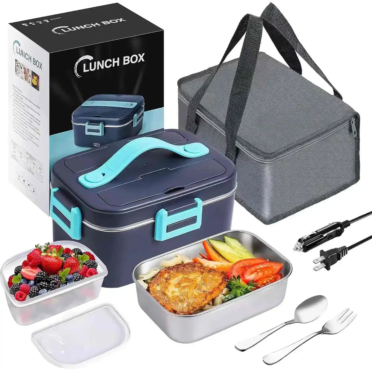 1.8 L 75W Electric Lunch Box Food Warmer Portable Food Heater for Car Or Home - Leak Proof, Lunch Heating Microwave for Truckers
