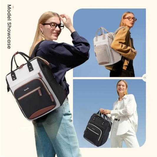 Laptop Backpack for Women Work Bag with Large Capacity Cup Side Pocket 15.6 Inch Waterproof Computer Backpacks Purse College Bo