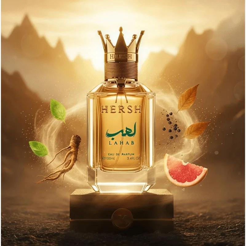 Al Ezz Oud Hersh Lahab Eau de Parfum Spray for Men Blend of Basil Lasting Cologne Luxury Gold Crown Pheromones Perfume 100 ML 