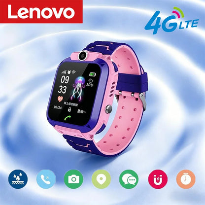 Lenovo GPS Tracking Waterproof Watch Mini Smart Children's Watch 4G Sim Card Call Camera Watch Birthday Gift Electronic Clock