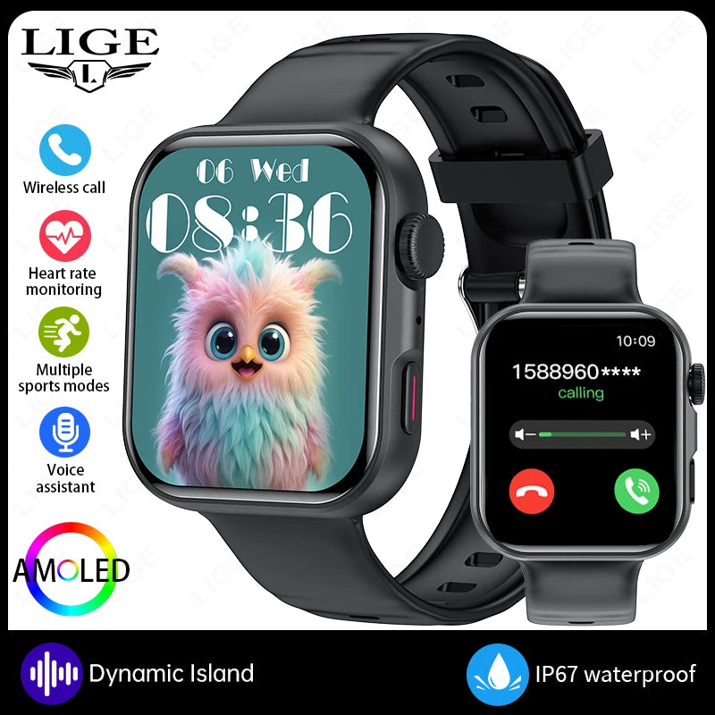 LIGE 1.83" HD Screen Smart Watch For Man Women Bluetooth Call Sports Fitness Heart Rate Blood Oxygen Monitor Men Smartwatch 2026