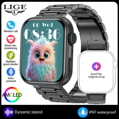 LIGE 1.83" HD Screen Smart Watch For Man Women Bluetooth Call Sports Fitness Heart Rate Blood Oxygen Monitor Men Smartwatch 2026