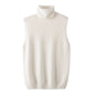 Women 100% Merino Wool Sleeveless Pullovers Turtleneck Sweater Waistcoat Wool Knitwear Spring Autumn Winter Fashion Vest Tops