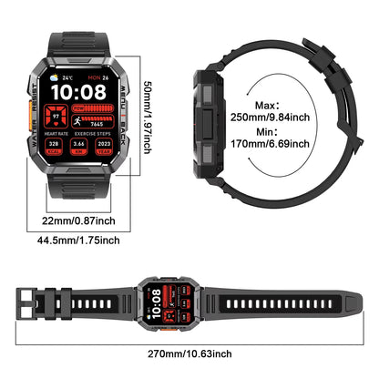 Blackview W60 Waterproof Smartwatch with Emergency Lighting 2.01'' Screen 900mAh Large Battery BT Outdoor Sport Watches for Man