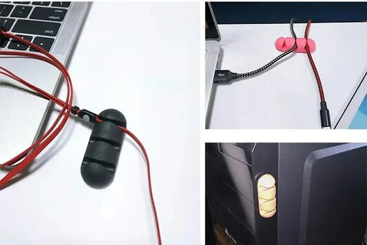 VIKEFON Cable Cord Wire Organizer Silicone USB Cable Winder Management Clips Self Adhesive for Mouse Keyboard Headset For iPhone