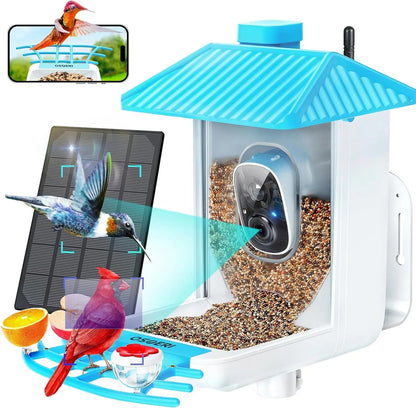 Smart Solar Bird Feeder with AI Camera, 1080P HD Auto Capture, Real-Time Alerts, WiFi Connected - Perfect Gift