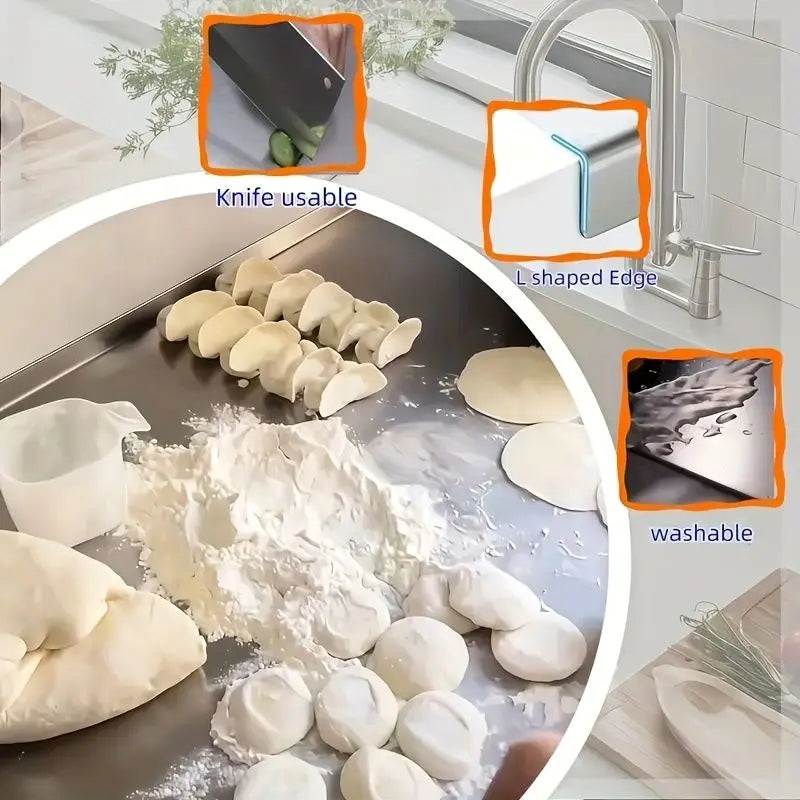 XXL 304 Stainless Steel Cutting Board  Anti-Slip & Mildew-Proof! No More Moldy Wooden Boards | Heavy-Duty & Food-Safe, Easy