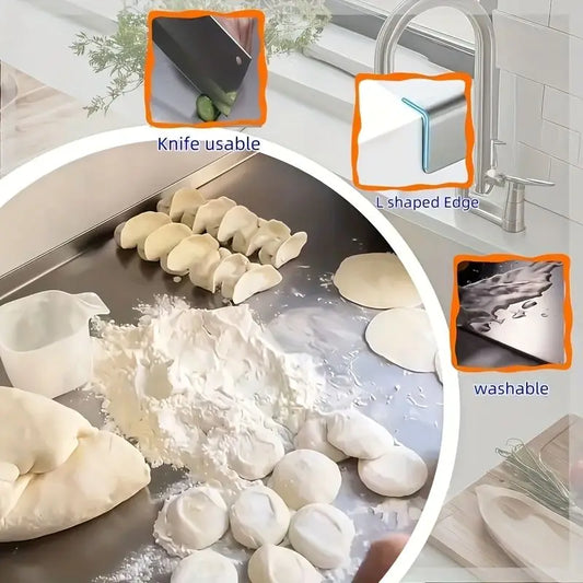 XXL 304 Stainless Steel Cutting Board  Anti-Slip & Mildew-Proof! No More Moldy Wooden Boards | Heavy-Duty & Food-Safe, Easy