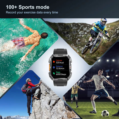 Blackview W60 Waterproof Smartwatch with Emergency Lighting 2.01'' Screen 900mAh Large Battery BT Outdoor Sport Watches for Man