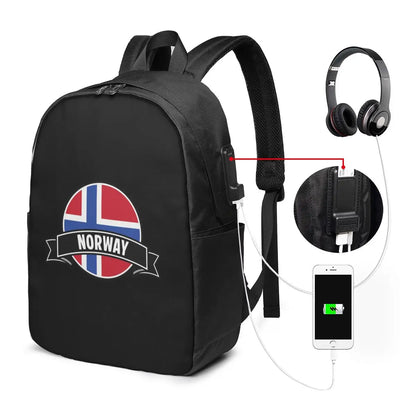 Norway Flag Backpack Travel Notebook Bag Computer College Student School Bag Laptop Shoulder Bags for Men Women