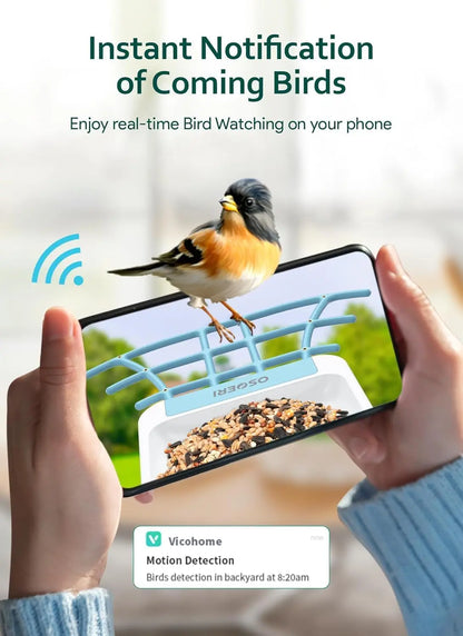 Smart Solar Bird Feeder with AI Camera, 1080P HD Auto Capture, Real-Time Alerts, WiFi Connected - Perfect Gift