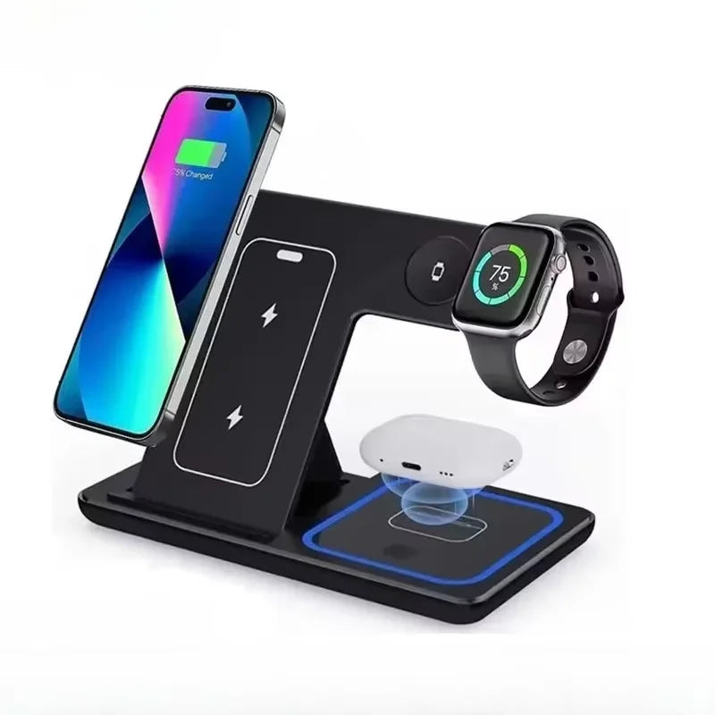 3 In 1 Foldable Fast Wireless Charger Holder Charging Station For iPhone 17 16 15 14 Apple Watch S10/9/8 Airpods 4 Pro 2