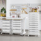 10-Drawer Rolling Cart with Wheels and Wooden Tabletop, White Utility Storage Cart for Classroom or Craft Use