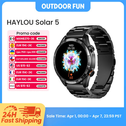 HAYLOU Solar 5 Voice Calling Smartwatch 1.58'' AMOLED Display 60Hz Smart Watch 24H Health Monitoring Sports Smartwatch for Men
