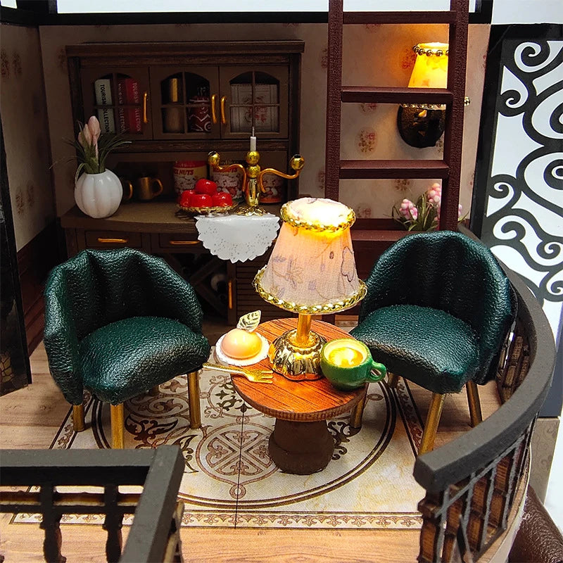 Wooden Doll House 3D Puzzle Assembly Building Model Kit Production Small Room Toys Home Bedroom Decoration With Furniture Light