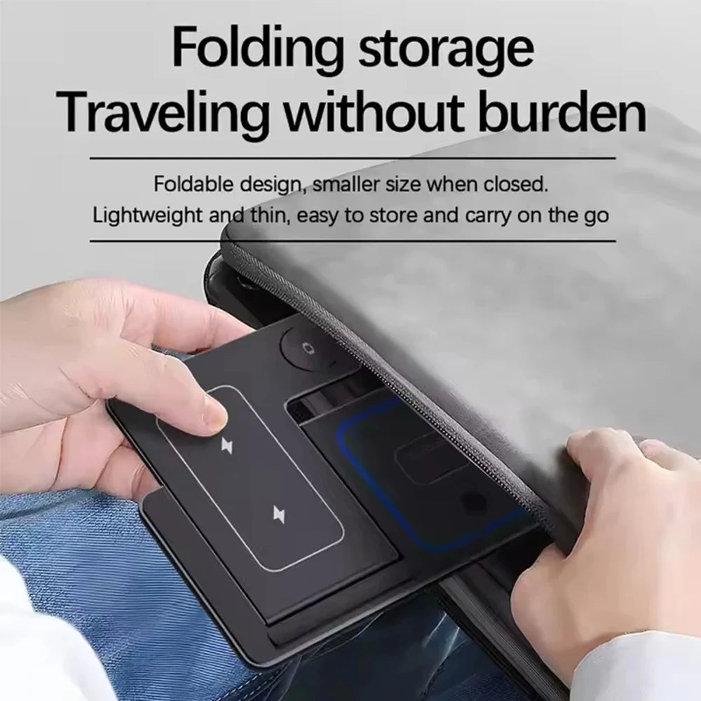 3-in-1 Foldable Wireless Charging Station 30W Fast Charger Stand Qi2 Certified Compatible with Phones Smart Watches Earbuds Desk