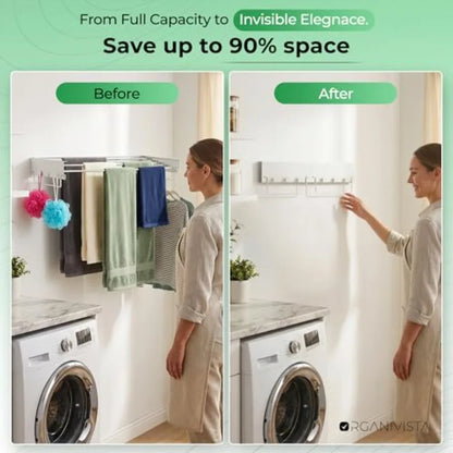 Wall Mount Clothes Drying Rack 40 Heavy Duty Foldable Design Space Saving Laundry Solution for Apartments Homes in Black Metal