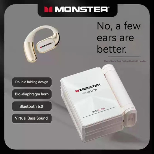 Sales MONSTER AC530 Wireless Bluetooth Earphones Noise-Canceling Wireless Bio-Fiber Dynamic Driver Foldable Music Earphones Gift