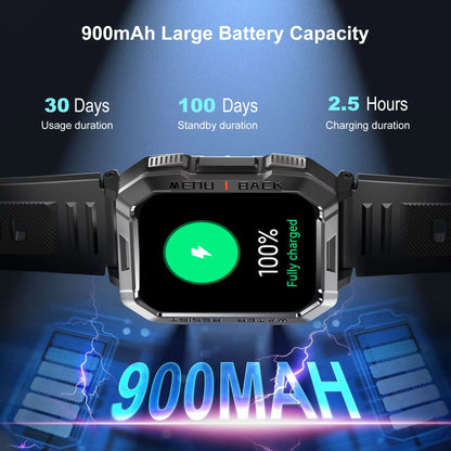 Blackview W60 Waterproof Smartwatch with Emergency Lighting 2.01'' Screen 900mAh Large Battery BT Outdoor Sport Watches for Man