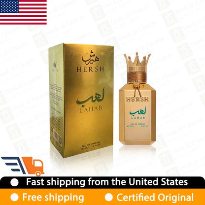 Al Ezz Oud Hersh Lahab Eau de Parfum Spray for Men Blend of Basil Lasting Cologne Luxury Gold Crown Pheromones Perfume 100 ML ﻿