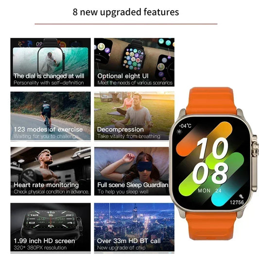 New Watch T10 U2 Smart Watch 49mm 2026 New NFC Men Women GPS Track Bluetooth Call BT Music Games Wireless Charging Smartwatch
