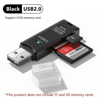 USB 3.0 SD TF Card Reader 2 in 1 High Speed Smart Cardreader Adapter for PC Laptop Notebook Computer Camera Car Mounted