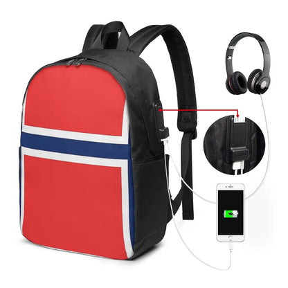 Norway Flag Backpack Travel Notebook Bag Computer College Student School Bag Laptop Shoulder Bags for Men Women