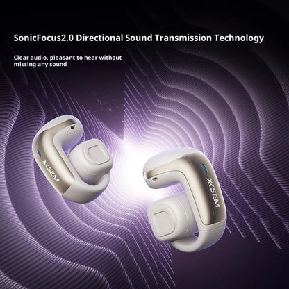 XISEM Plume Open Ear Clip Headphones, Hi-Fi DSP, 0.06s Game Latency, Noise Reduction, Waterproof, Long Battery Life