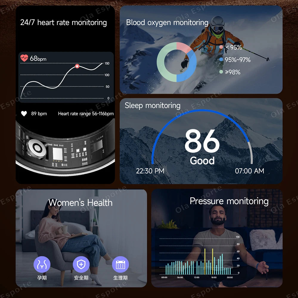 Newest Smart Ring Call Message Notification Hand Gestures Control Health Monitoring IP68 5ATM Waterproof Ring Men Women 2025 New