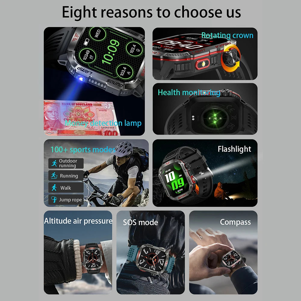 Outdoor Sport Wrist Watches HT29 Smart Watch Men Women LED Flashlight Compass Smartwatch Fitness Bracelet Men's Wristwatch Clock