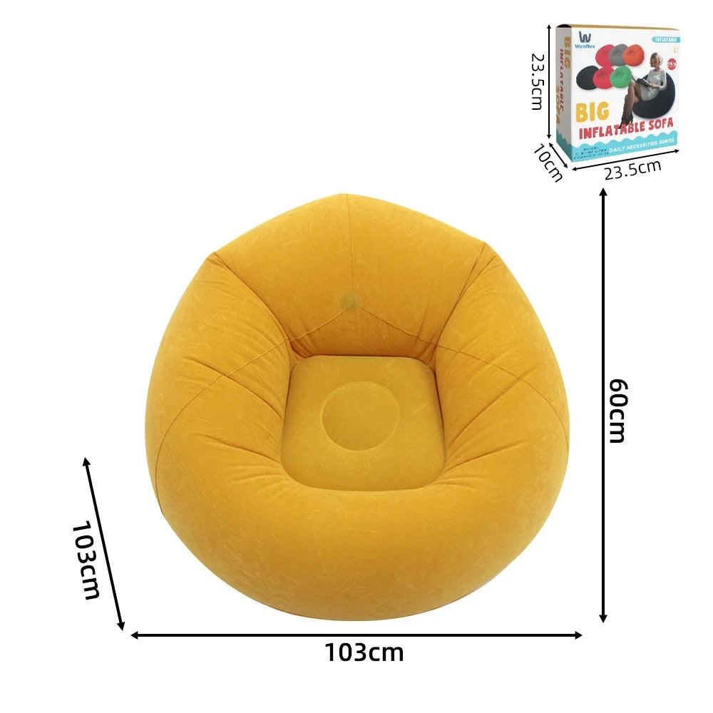 Portable Inflatable Sofa Soft Indoor Bedroom Lounge Bean Bag Chair Outdoor Camping Lazy Seat Round Single Inflatable Sofa