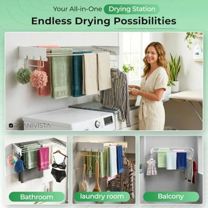 Wall Mount Clothes Drying Rack 40 Heavy Duty Foldable Design Space Saving Laundry Solution for Apartments Homes in Black Metal