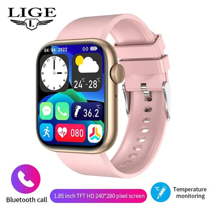 LIGE Bluetooth Call Smartwatch Women Men Sports Fitness Watches Woman Body Temperature Monitoring Waterproof Smart Watch Ladies