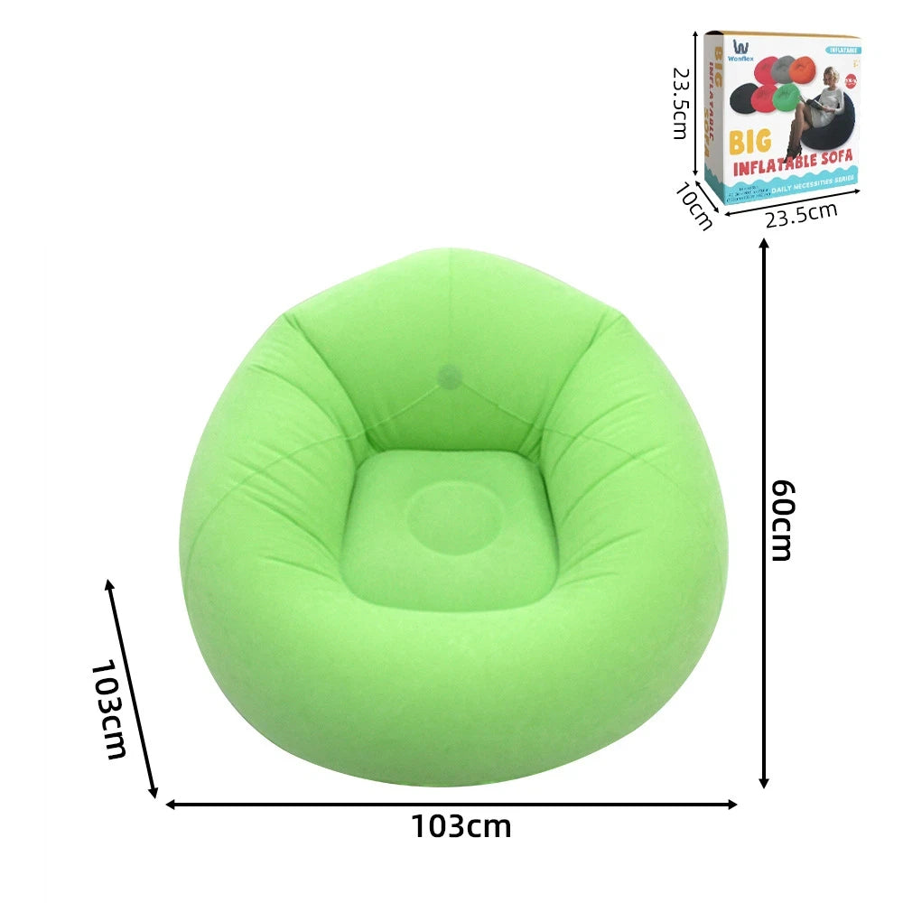 Portable Inflatable Sofa Soft Indoor Bedroom Lounge Bean Bag Chair Outdoor Camping Lazy Seat Round Single Inflatable Sofa