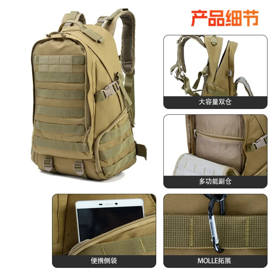 【New style】- large-capacity outdoor sports hiking bag Camouflage tactical backpack Multi-function travel business backpack