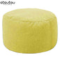OTAUTAU Round Stool D30cm*H20cm Linen Bean Bag Ottoman with Filling Beanbag Pouf Footstool Tatami Futon Puff JD001