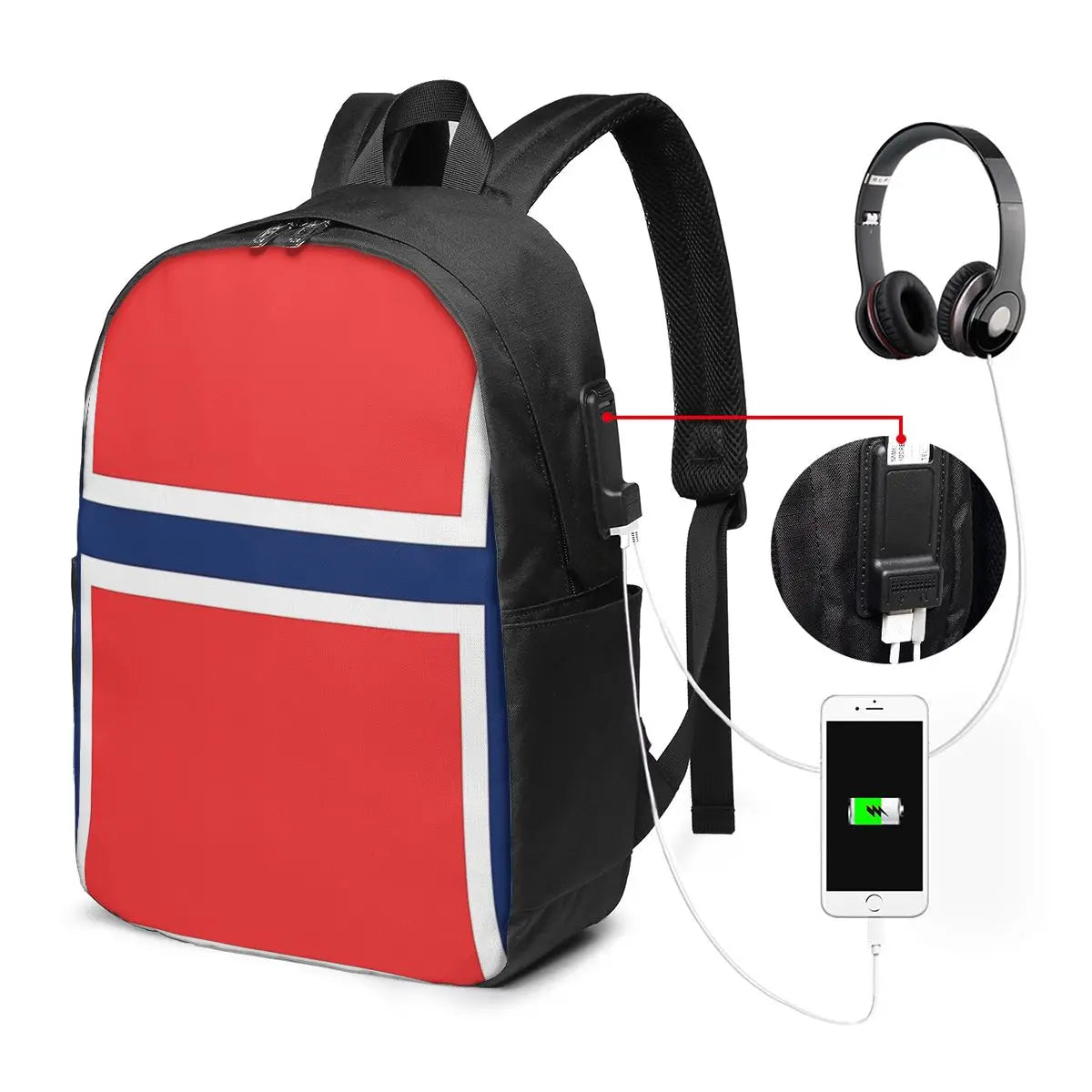 Norway Flag Backpack Travel Notebook Bag Computer College Student School Bag Laptop Shoulder Bags for Men Women
