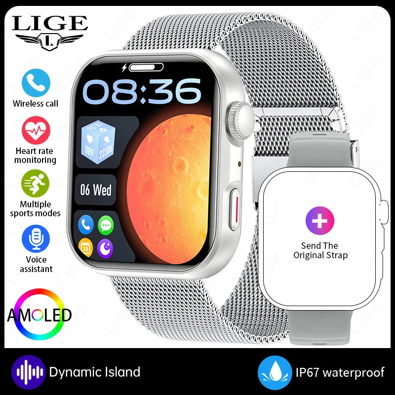 LIGE 1.83" HD Screen Smart Watch For Man Women Bluetooth Call Sports Fitness Heart Rate Blood Oxygen Monitor Men Smartwatch 2026