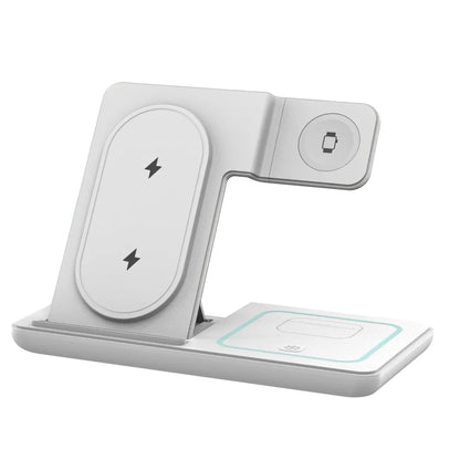 3 in 1 Foldable Wireless Charger Desk Stand For Samsung S24 S23 Galaxy Watch 2-8 Active 1 2 Buds Pro LED Fast Charging Station