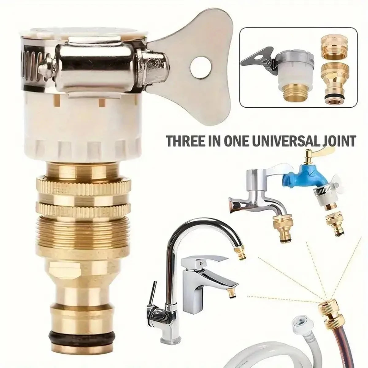 Three In One Multi-Purpose Connector Car Wash Water Gun 4-Point Connector Basin Adapter Octopus Connector Multifunctional