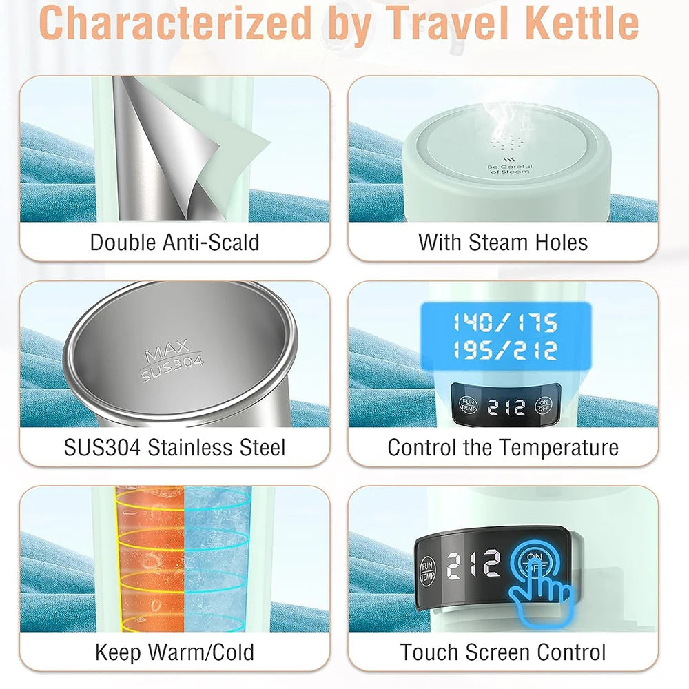 350ML Electric Heating Water Cup Portable Electric Kettle For Travel 110V/220V Tea Coffee Boil Water Keep Warm Kitchen Appliance