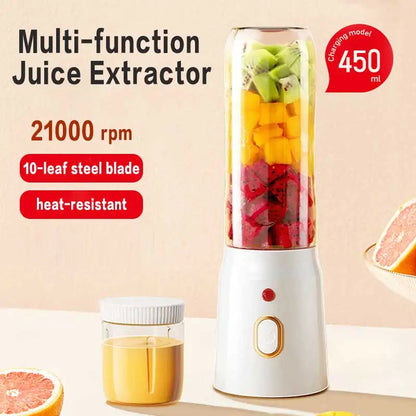 Portable Cordless Blender Juicer 450ml Electric Fruit Juicer USB Rechargeable Lemon Orange Juice Cup Smoothie Blendr