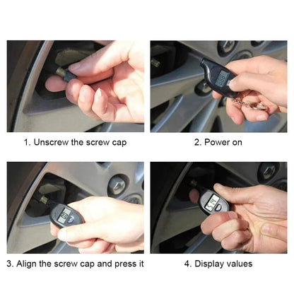 Tire Pressure Gauge with LCD Display Digital  - Auto & Motorcycle Air Pressure Tester and Safety Alarm Tool