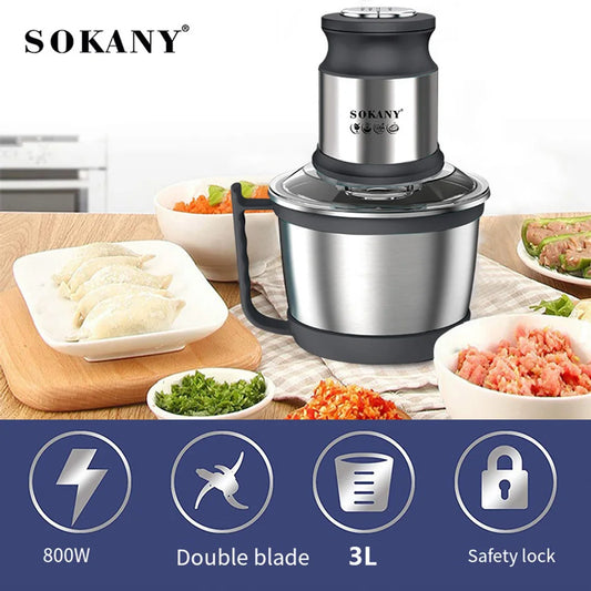 800W 3L Meat Grinder Electric Stainless Steel Blender Mixer Machine for Kitchen Food Processors Chopper Meat Mincer 220V 다지기