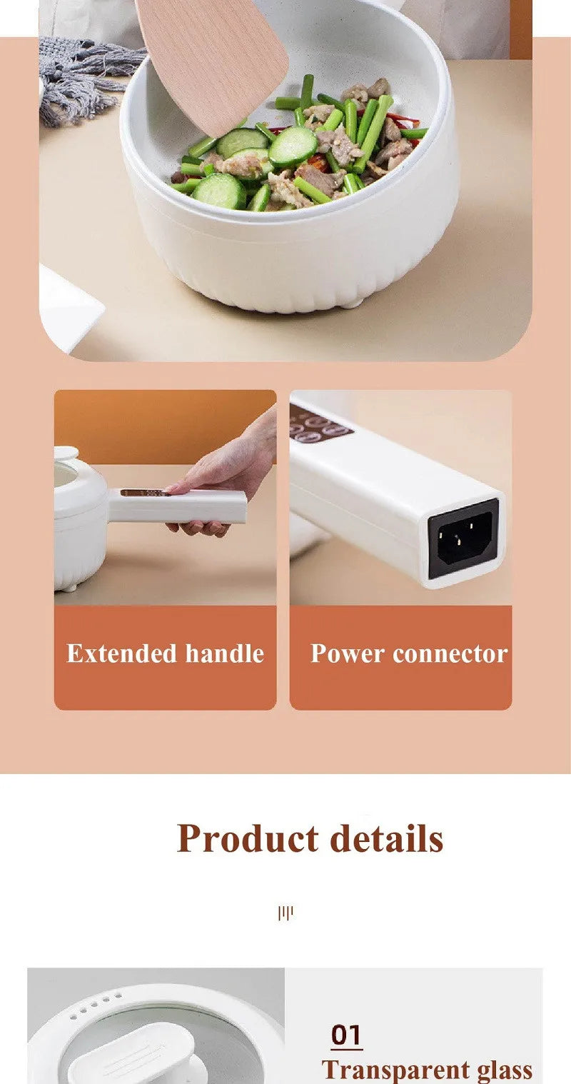 1.6L 2.2L Electric Cooker Student Pot Multifunction Household Pot Ceramic Glaze Non Stick Cooker Rice Cooker Kitchen Tool 220V