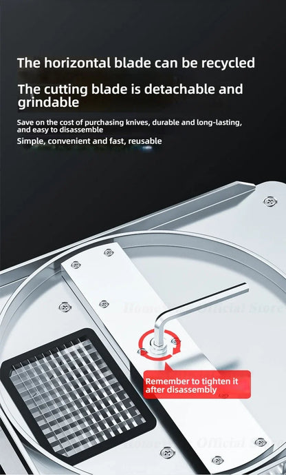 LX EVEC Commercial Electric Vegetable Cube Cutting Machine Fruit Slicer Cutting Strip Dice Food Processor With 5 Blades