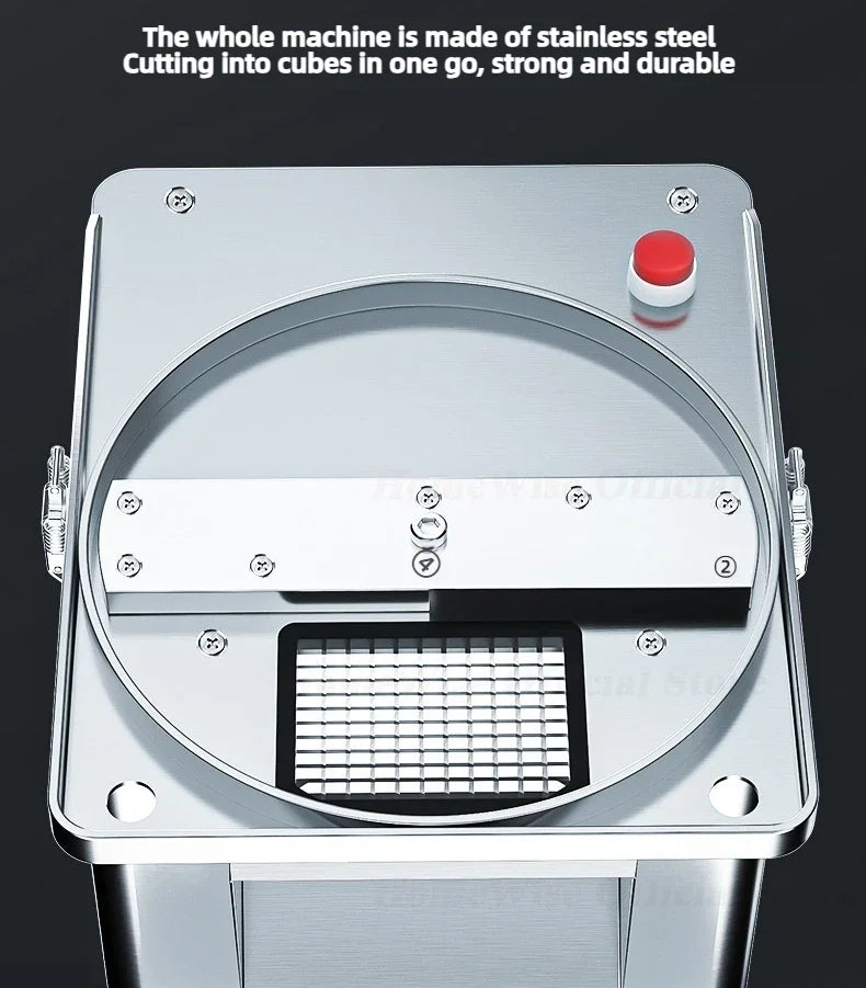LX EVEC Commercial Electric Vegetable Cube Cutting Machine Fruit Slicer Cutting Strip Dice Food Processor With 5 Blades